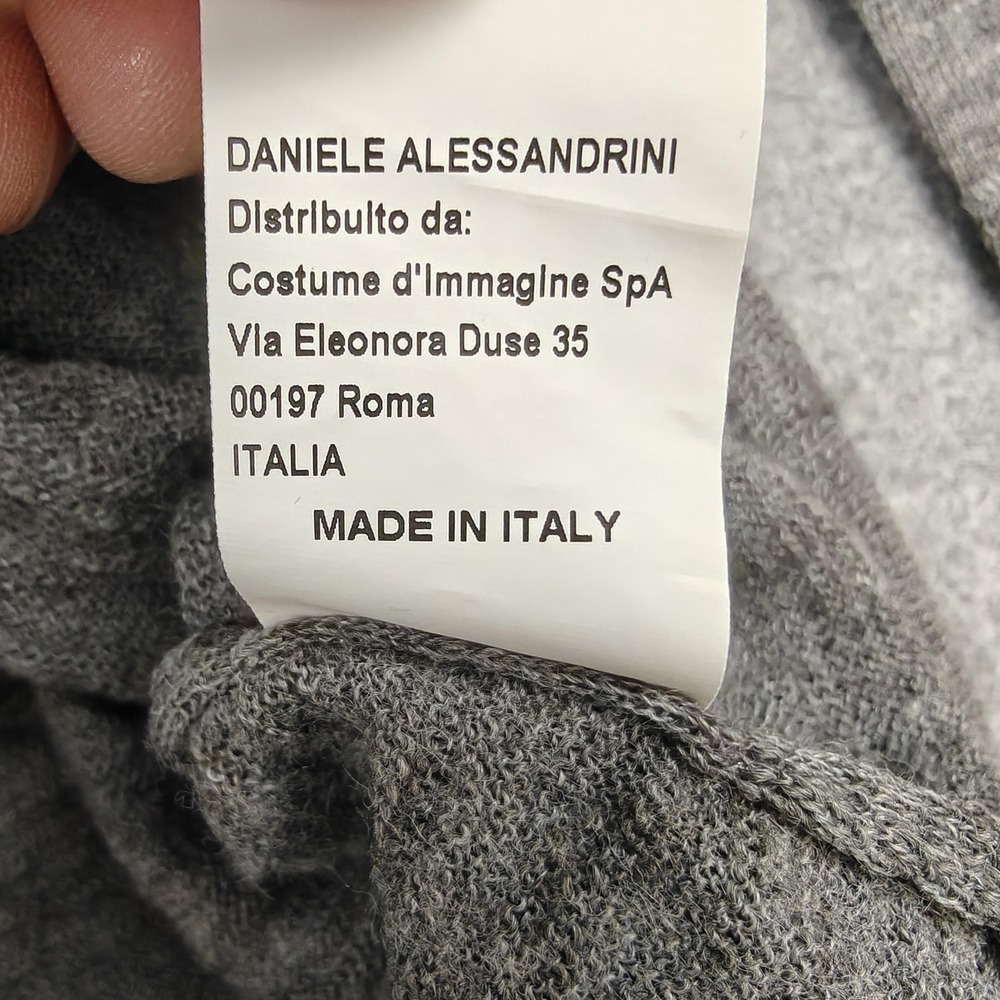 Grey Daniele Alessandrini Sweater‎ Mens IT 54 Gray Mohair Wool Crewneck Knit New - Picture 7 of 12